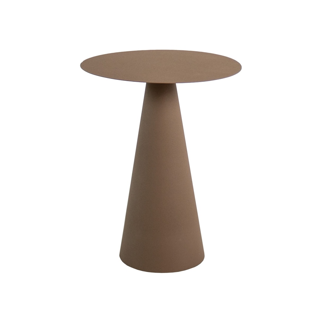 Table d'appoint Inno marron en fer forgé et plateau rond en métal