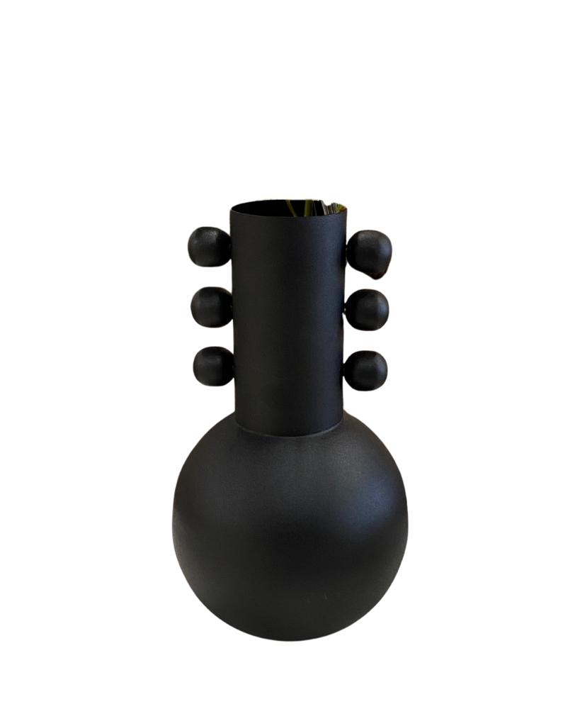 Vase muse en métal noir mat