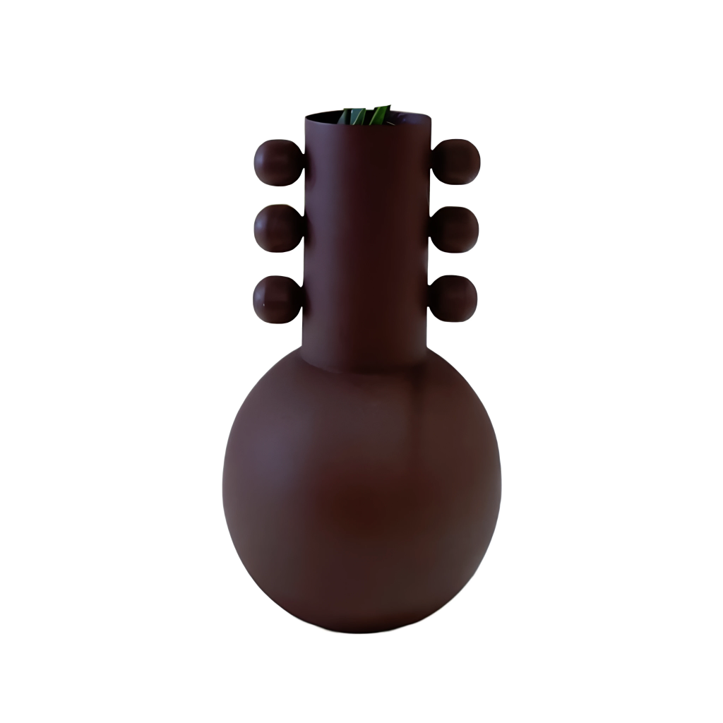 Vase muse en métal marron