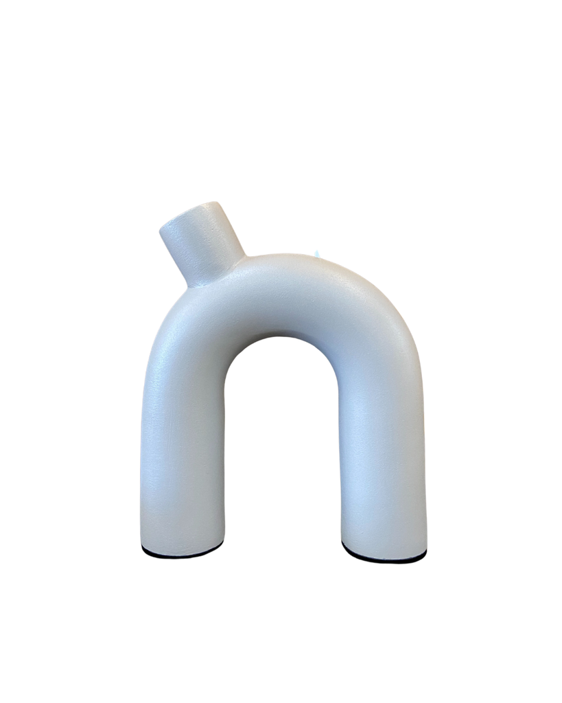 Vase Linéa en métal blanc cassé