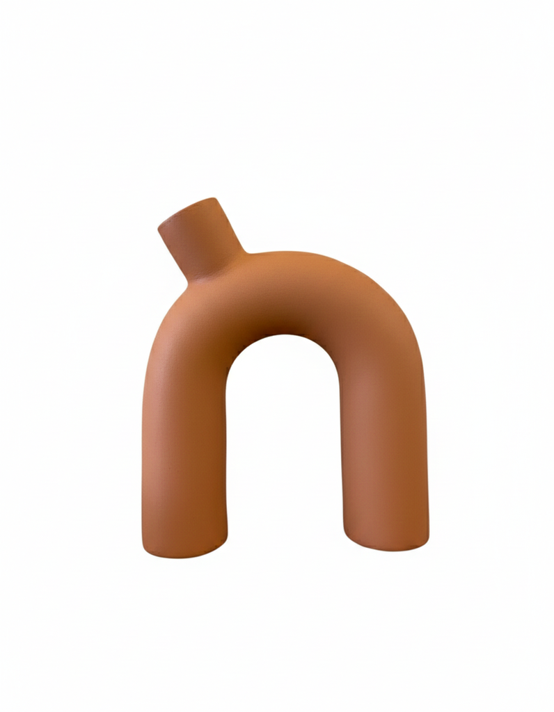Vase Linéa en métal en terracotta