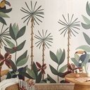 JULIA - Papier peint panoramique intissé imprimé jungle beige, bleu, vert et rouge