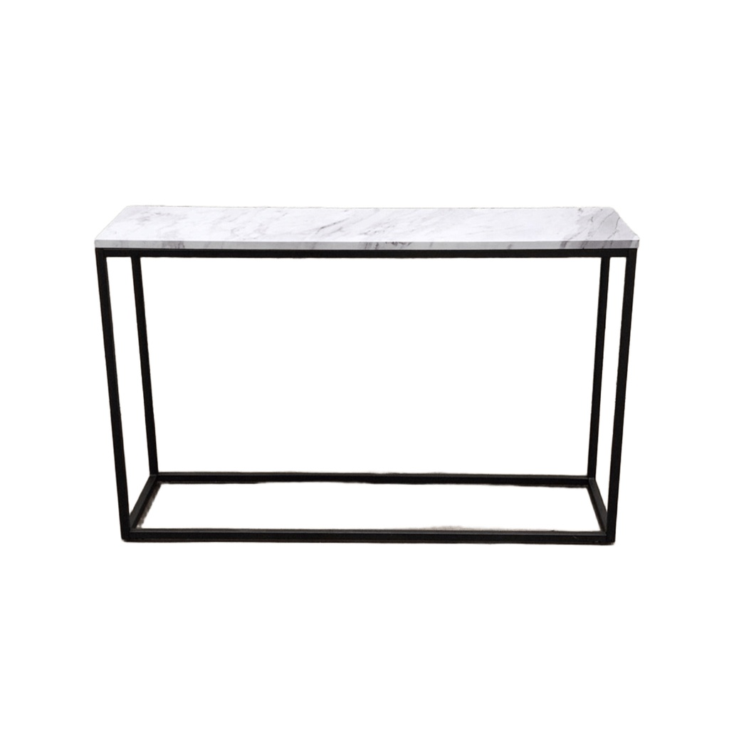 Console Neroli en marbre blanc et métal noir