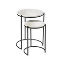 Lot de 2 tables d'appoint Sintra avec plateau en marbre blanc