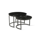 Table basse gigogne Oracle ronde marbre noir et métal