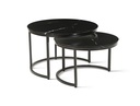 Table basse gigogne Oracle ronde marbre noir et métal