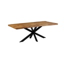 Table à manger rectangulaire Mikado en manguier massif piètement en X en fer noir