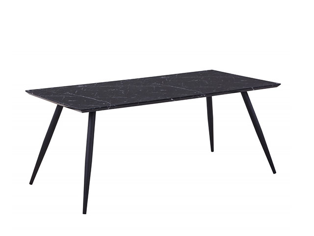 Table à manger Toscane imitation marbre et métal noir