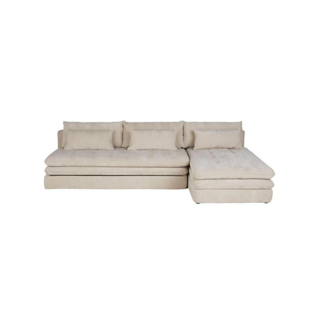 Canapé d'angle convertible Clio 3/4 places en tissu recyclé beige