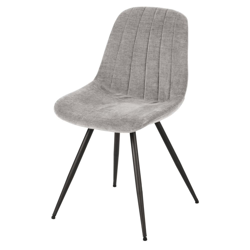 Chaise Keira en velours gris clair et acier noir