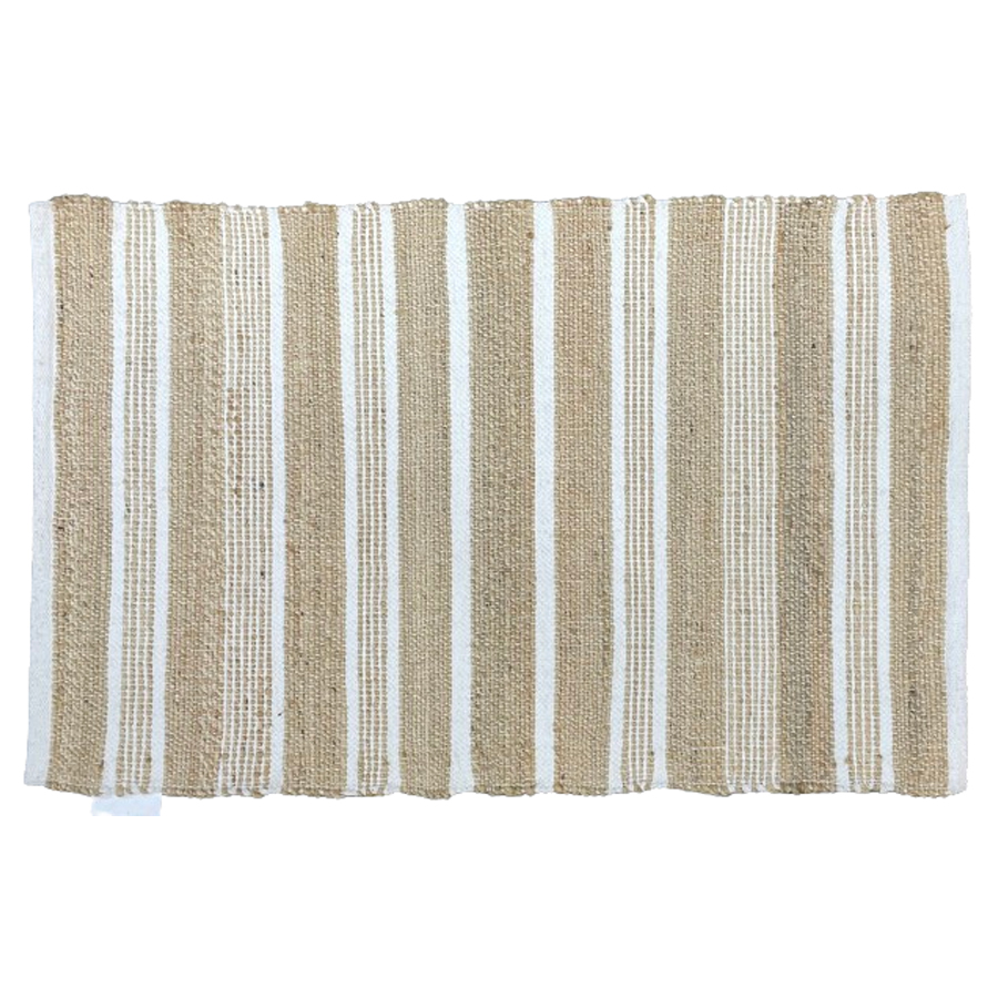 Tapis Bucarest en jute naturel et coton blanc 250x150cm