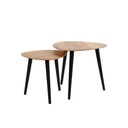 Lot de 2 tables gigognes en métal noir avec pieds en bois noyer