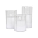 3 bougies LED Cotes plates dans verres blanc télécommande (à piles)