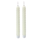 2 bougies LED Flambeaux cire naturelle ivoire D2,4 H25cm (à piles)