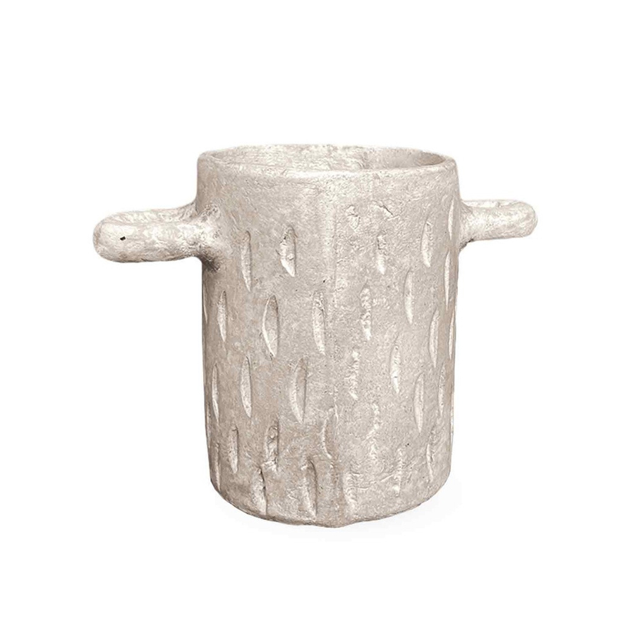 Vase design Oreille en papier mâché blanc