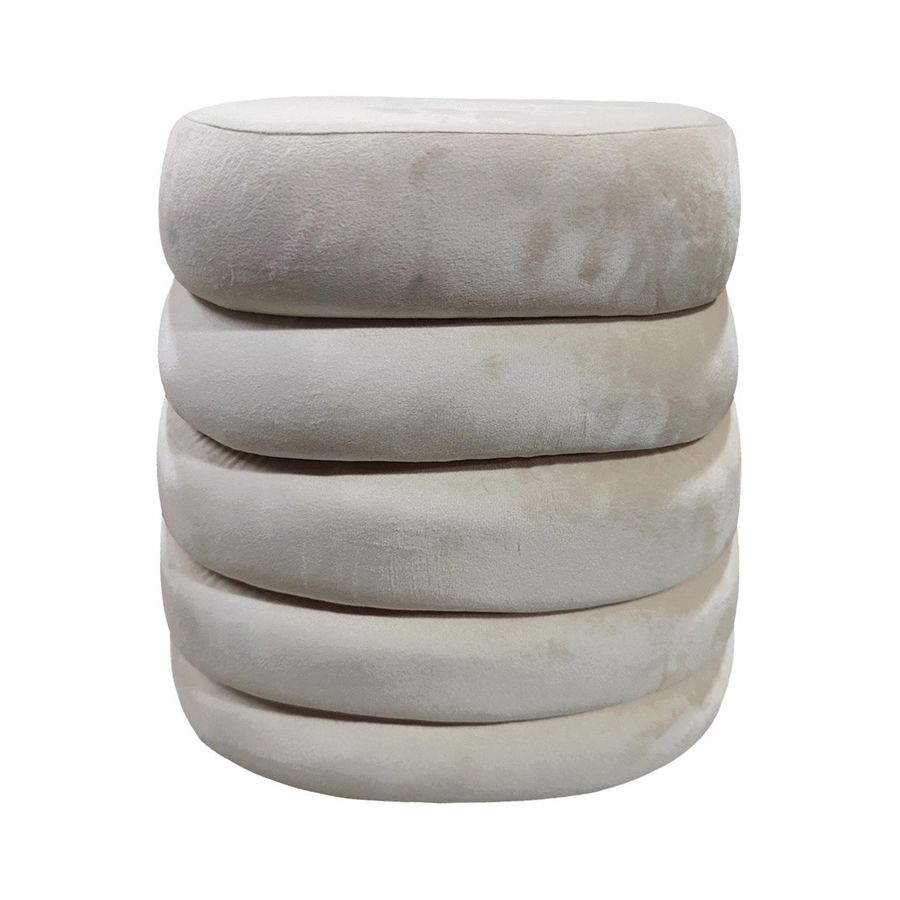 Tabouret Noe coffre en velours écru