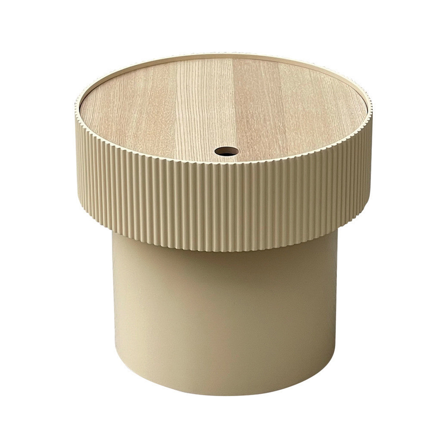 Bout de canapé Strie en MDF peint et frêne beige
