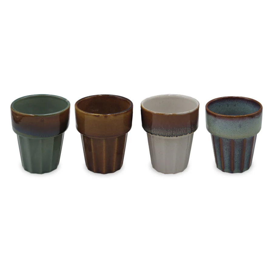 Set de 4 gobelet Cantine pm en grès strié