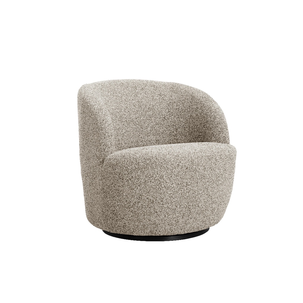 Fauteuil pivotant Brume en tissu bouclé gris
