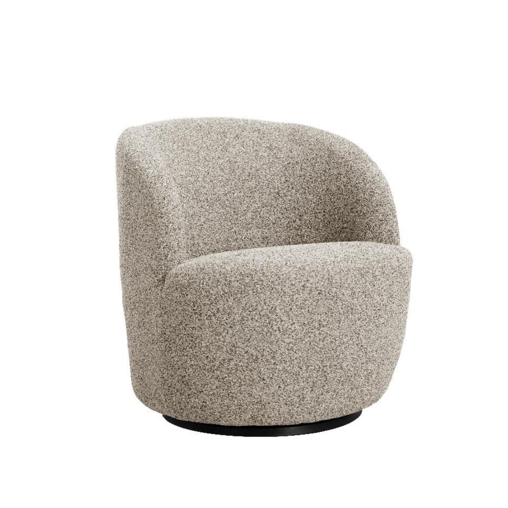 Fauteuil pivotant Brume en tissu bouclé taupe