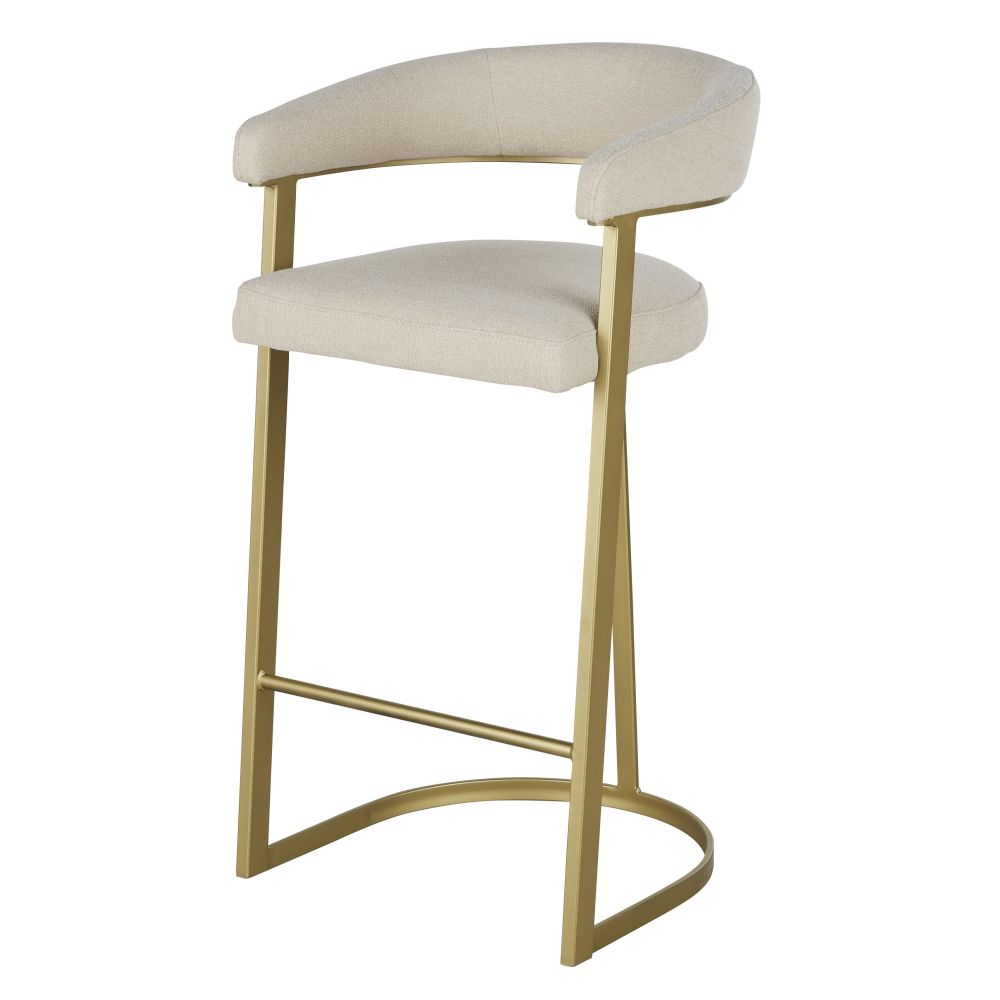 Chaise de bar Warren beige et métal coloris dorée