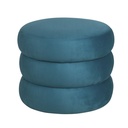 Pouf rond Appoline en velours bleu vert