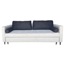 Canapé Olivia convertible, tissu gris chiné avec pieds en bois