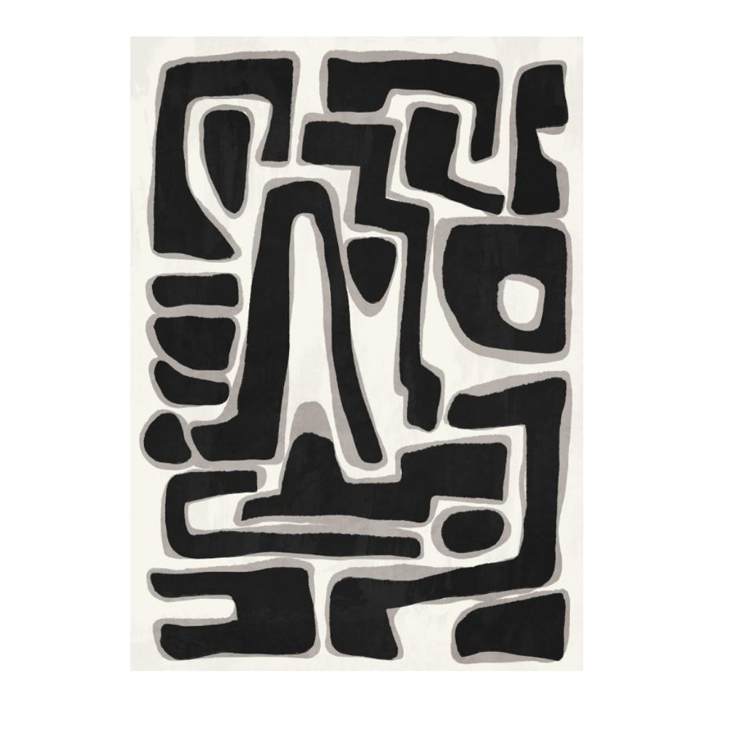 Toile encadrée motifs abstraits avec caisse américaine noir 100x140 cm