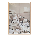 Toile Kalamata, encadrement naturel avec imprimé bâtiments 100x140 cm