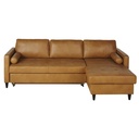 Canapé d'angle convertible Olivia 4/5 places en cuir caramel