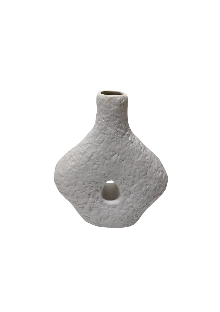 Vase blanc en dolomite ouverture centrale