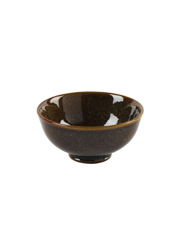 Coupelle en porcelaine Dayvon intérieur chocolat et bleuté