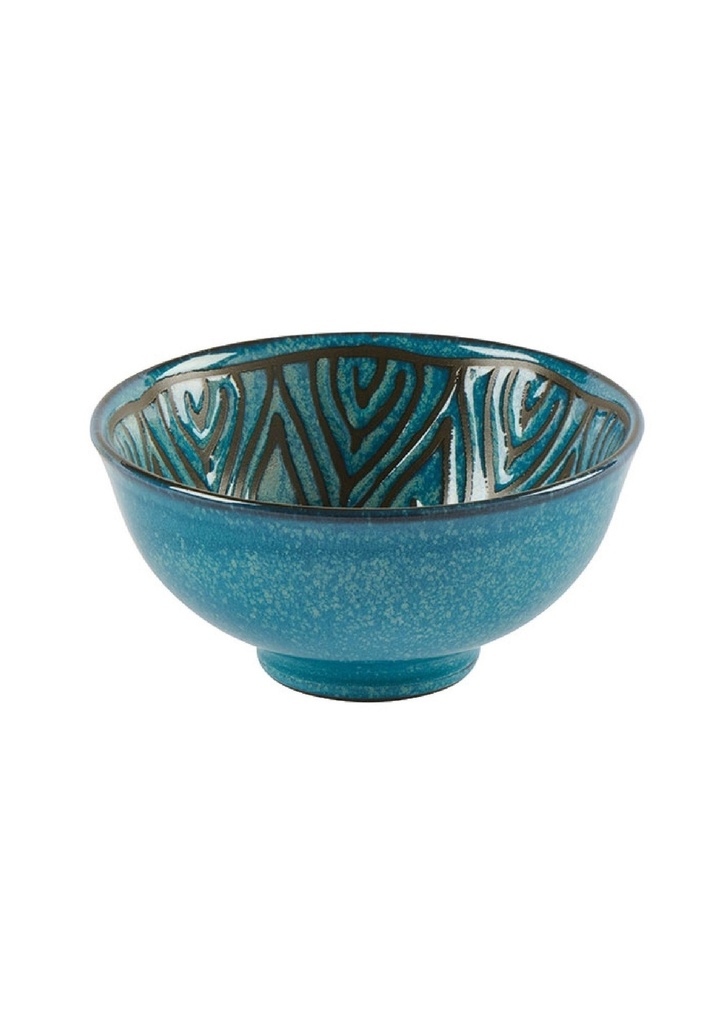 Coupelle en porcelaine Jahna coloris bleu azur motif soleil extérieur uni