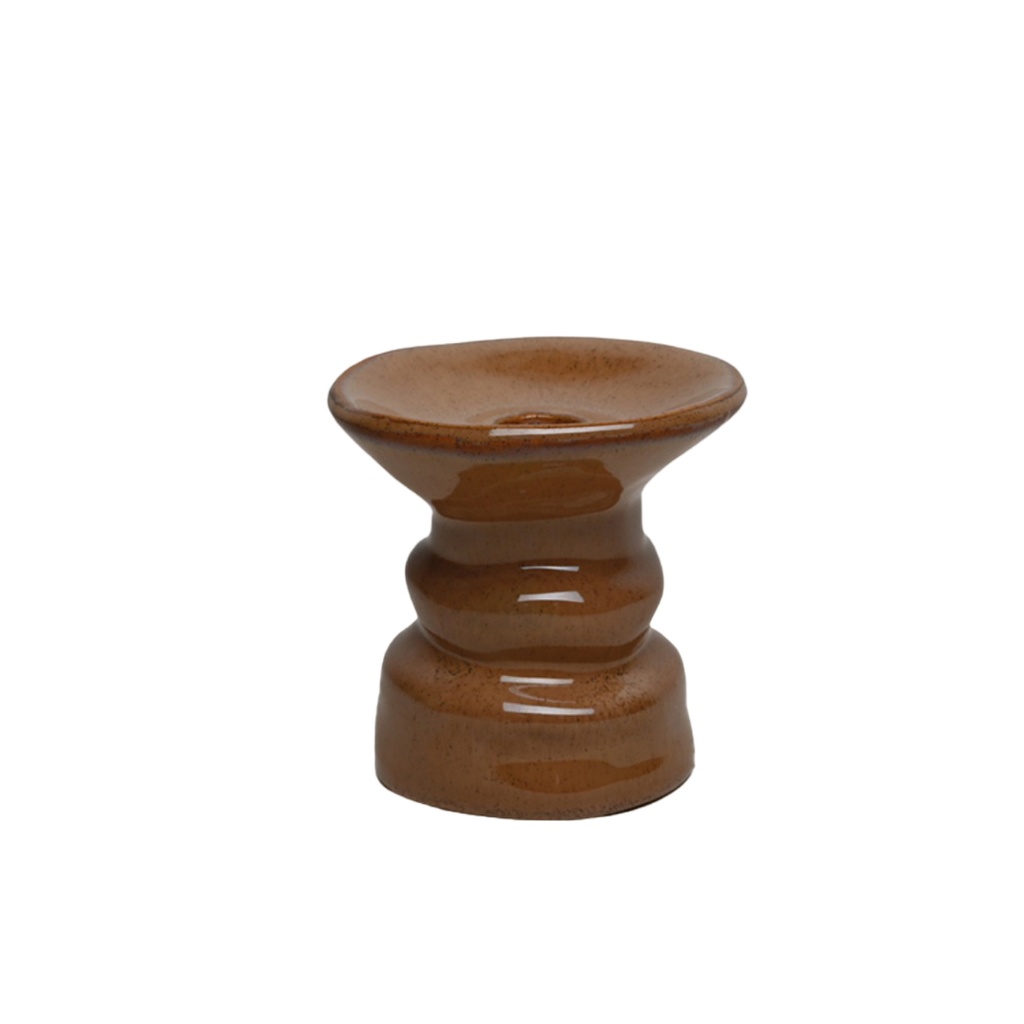 Grand bougeoir en céramique Padre terre d'ombre assortie