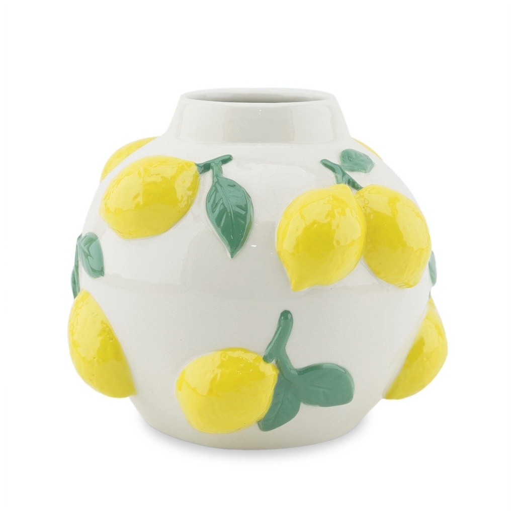 Vase en céramique boule motifs citron