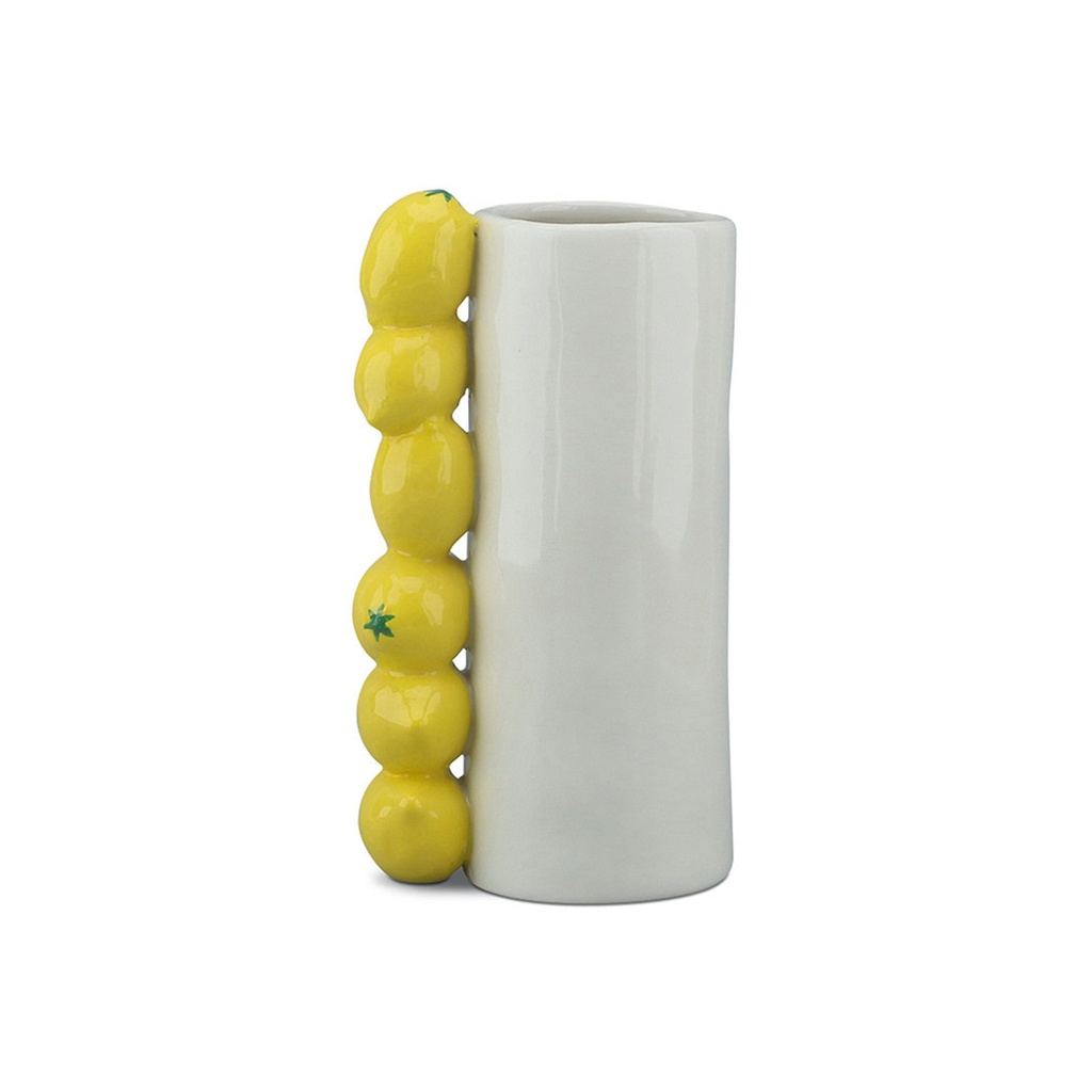 Vase long citron en barbotine céramique