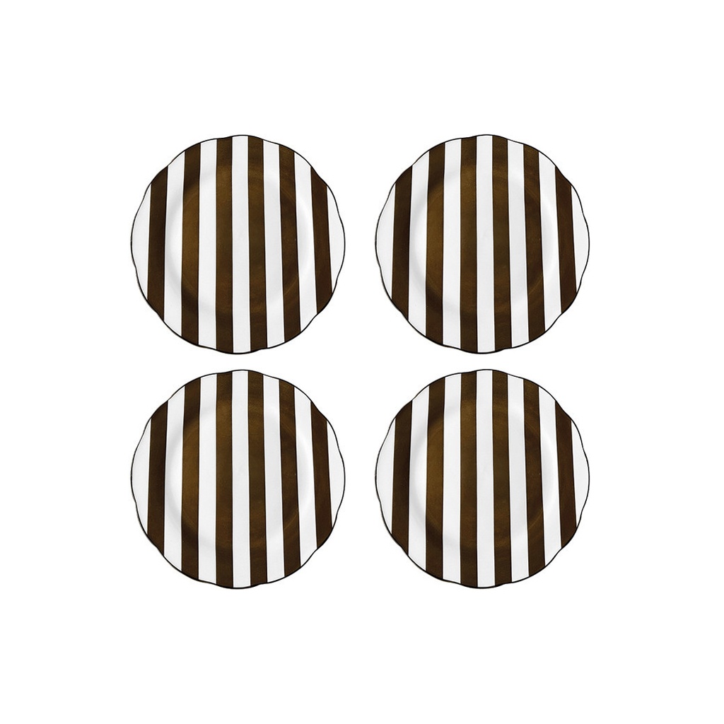 Set de 4 assiette dessert trattoria marron