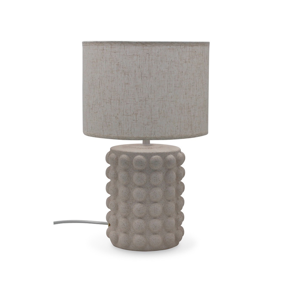 Lampe en céramique abat jour Boule en toile chiné GM