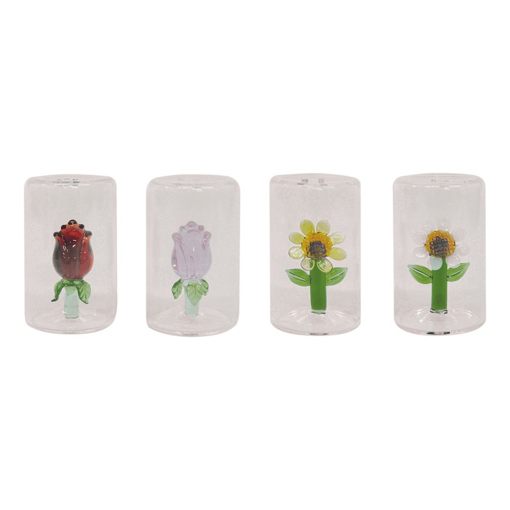 Sel & poivre motif fleurs 3D assorties multicolore