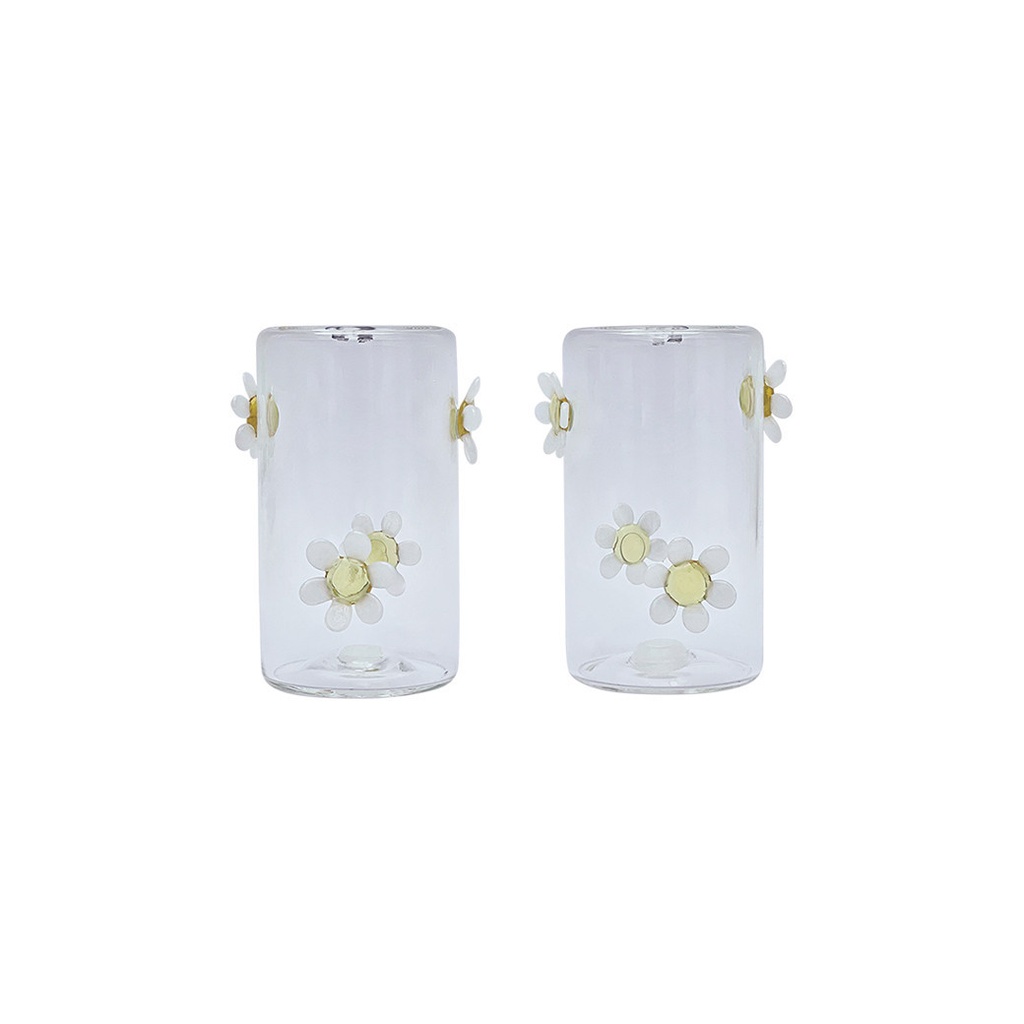 Sel & poivre motif fleurs 3D marguerites jaune