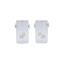 Sel & poivre motif fleurs 3D marguerites jaune