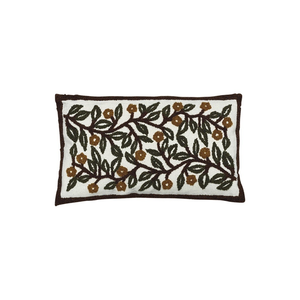 Coussin rectangle à fleurette Influence vert