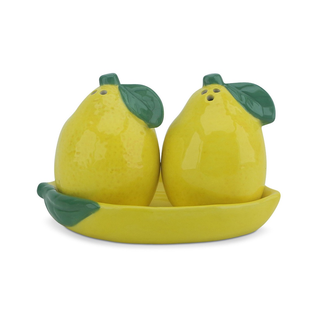 Sel & poivre citrus en céramique jaune
