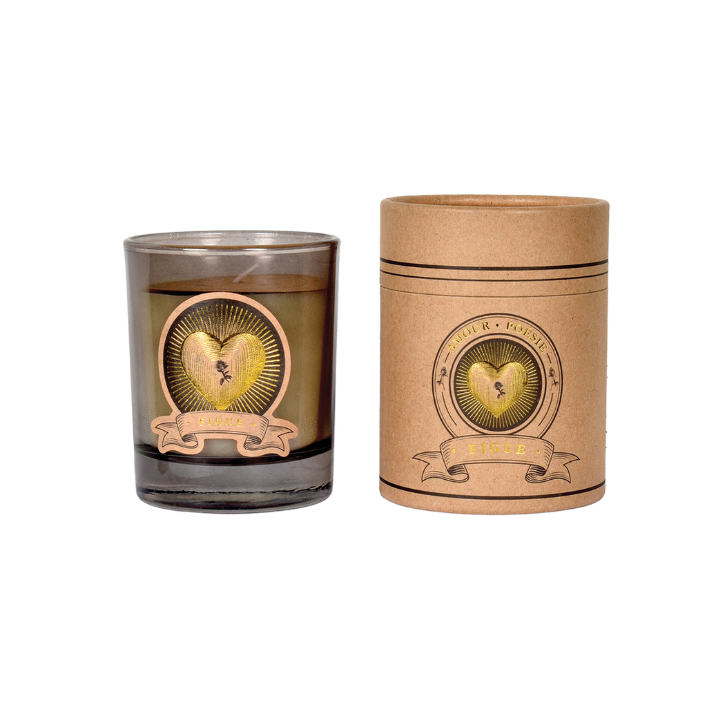 Bougie en verre Amour figue en forme vintage