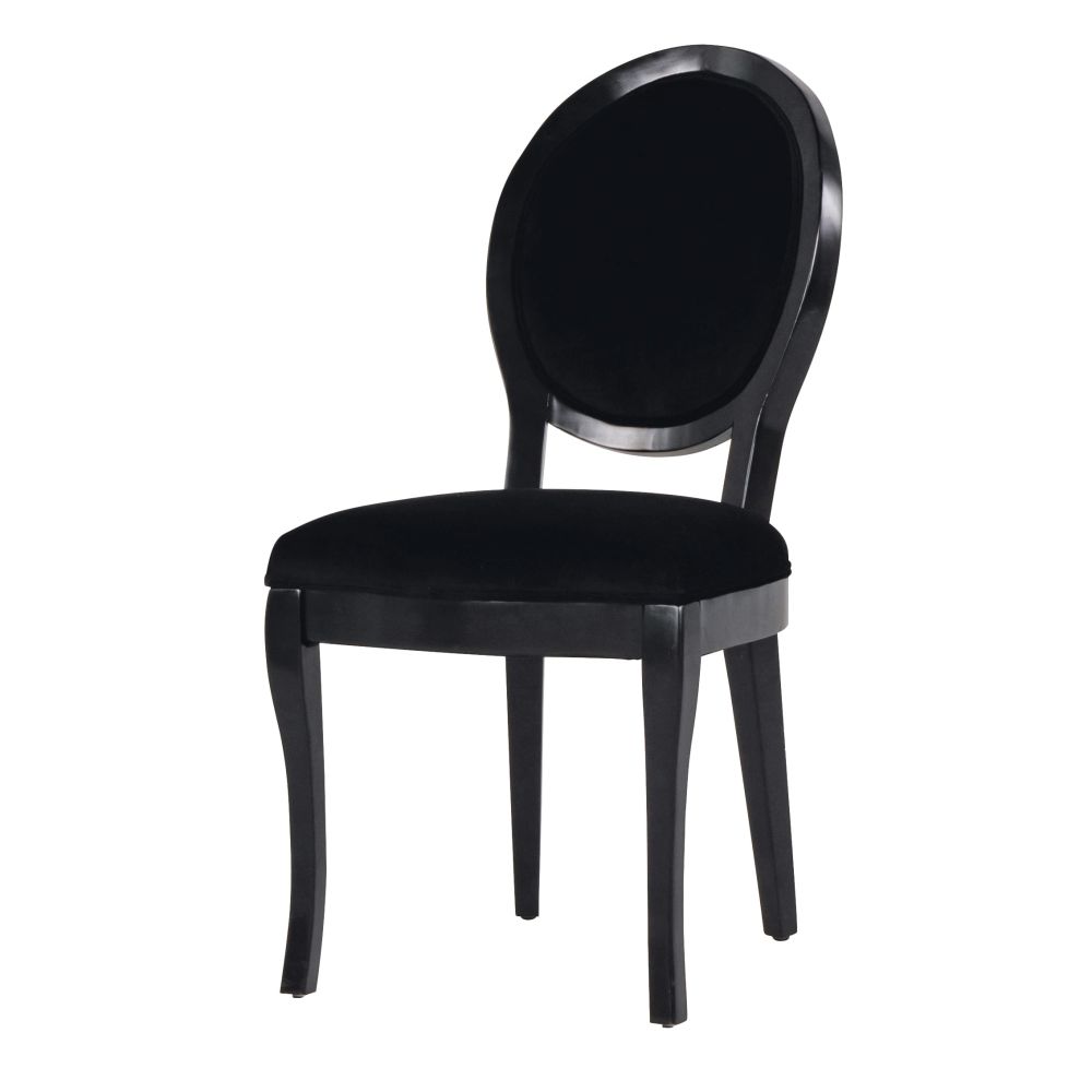 Chaise en velours noir Joséphine avec pieds en bois