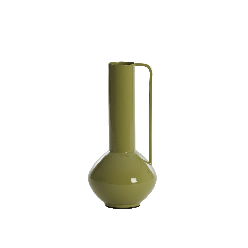 Vase Panzano en métal vert olive brillant PM