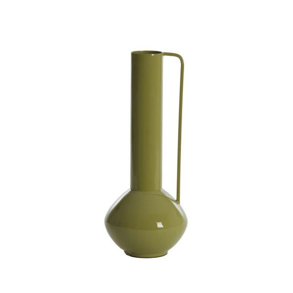 Vase Panzano en métal vert olive brillant GM