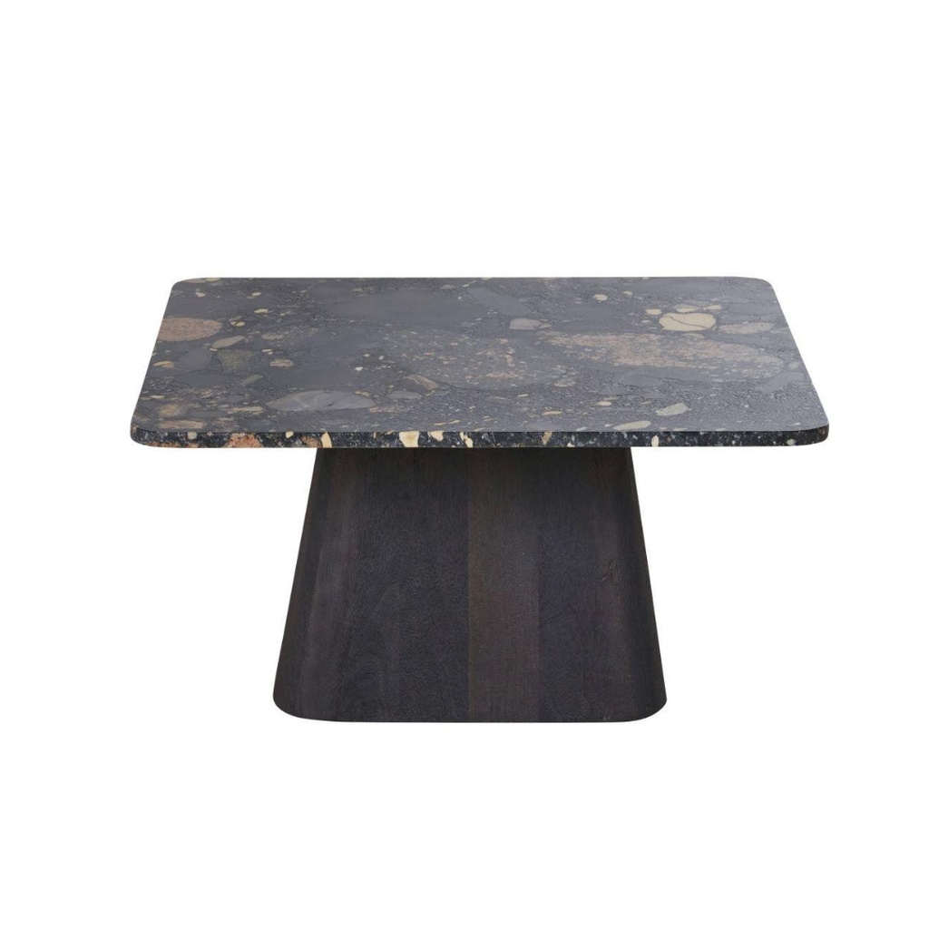 Table basse Pixus en pierre et bois de manguier noir