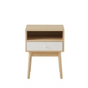 Table de chevet Spring 1 tiroir blanc et bois naturel
