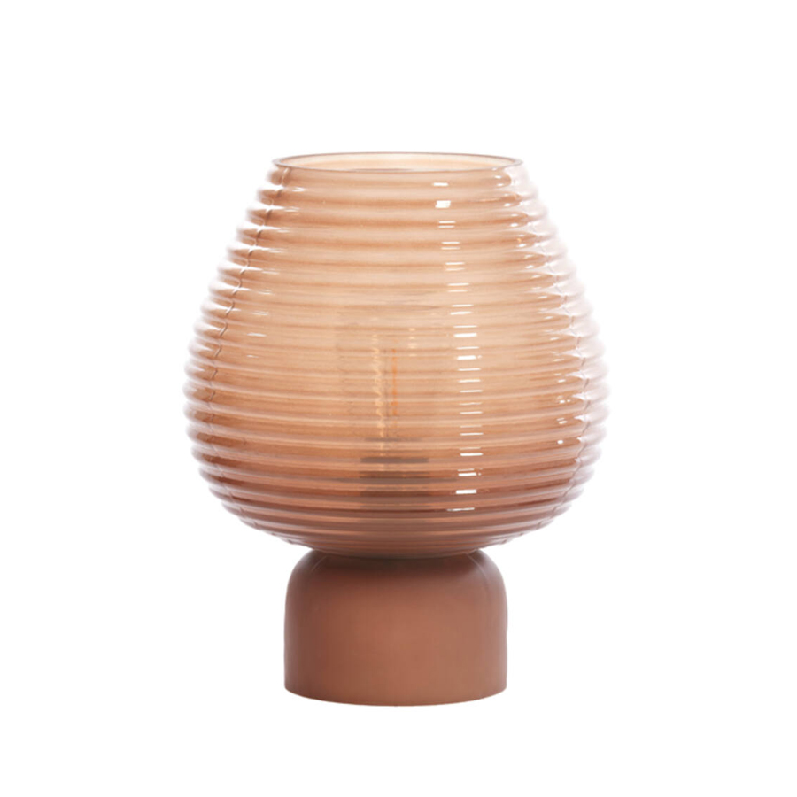 Lampe à poser LED Alenna en verre marron